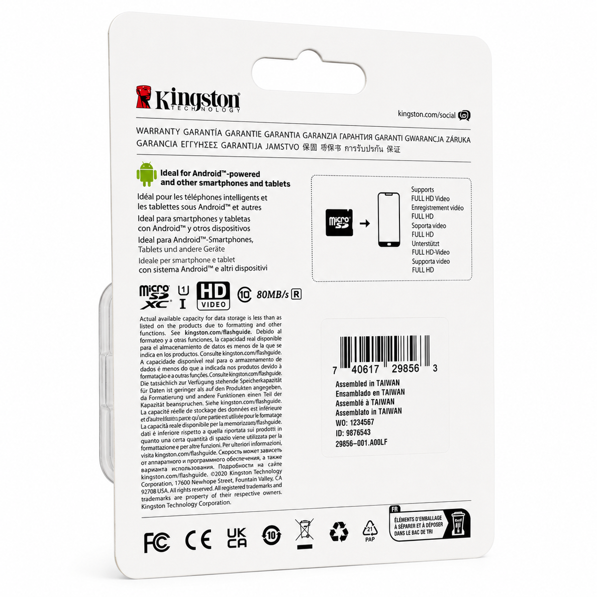 Memoria microSD 128GB Kingston Canvas Select – Clase 10, 80MB/s, con Adaptador SD