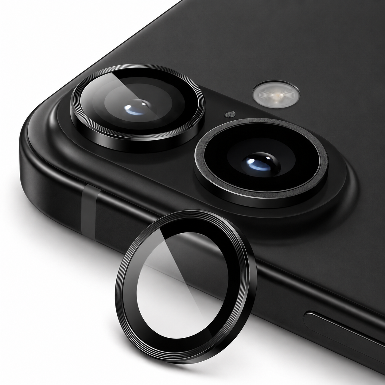 Protector de Lente de Cámara con Aro Metálico para iPhone 16/16 Plus