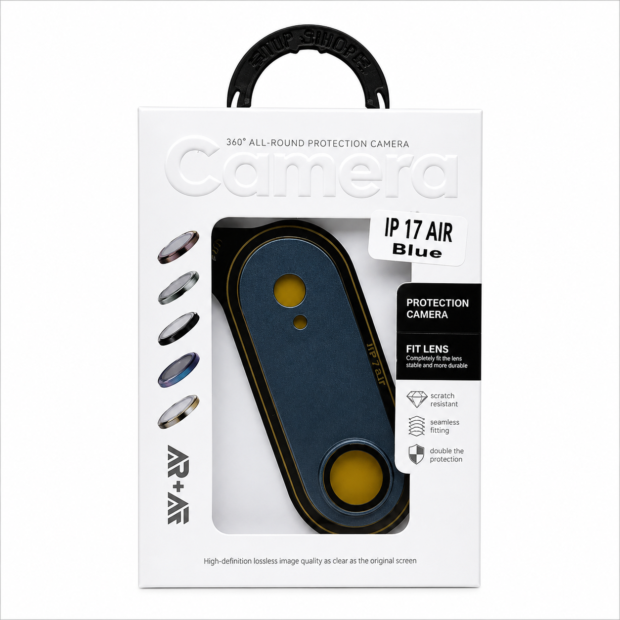 Mica de Cámara iPhone 17 Air 360° – AR+AF |  Negro · Plata · Azul · Dorado