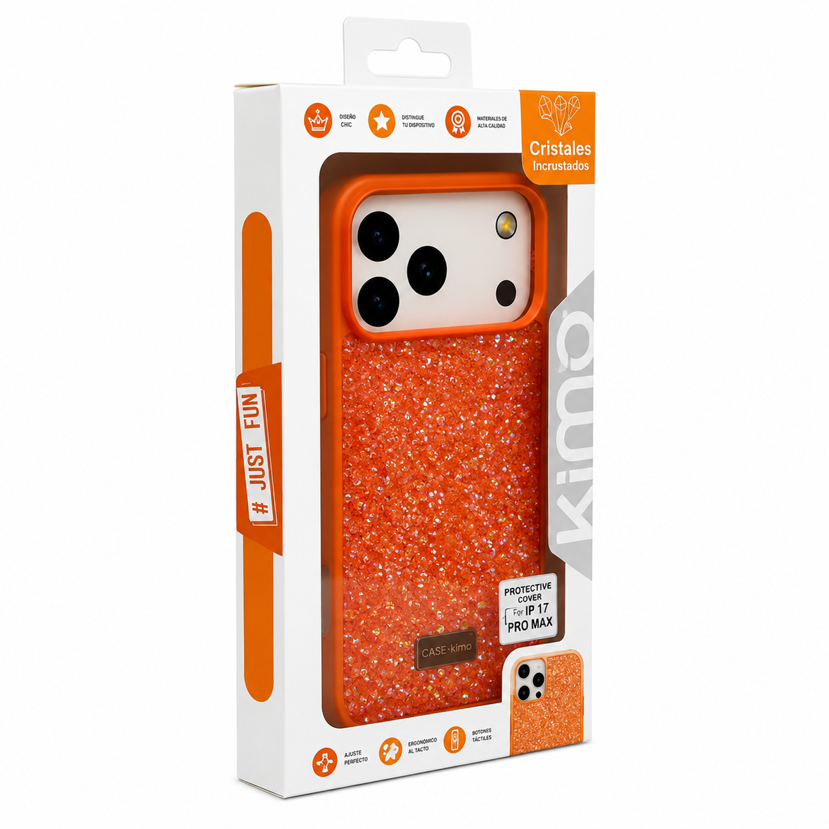 Protector Diamante Crystalline Kimo iPhone 17 Pro Max – Cristales Incrustados con Brillo