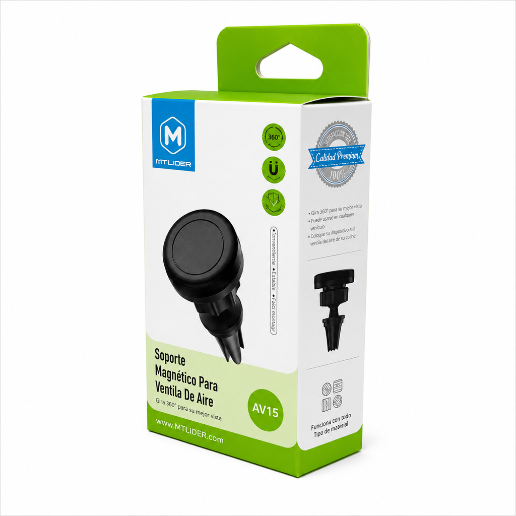 Soporte Magnético para Auto AV15 – Porta Celular para Ventila de Aire 360°