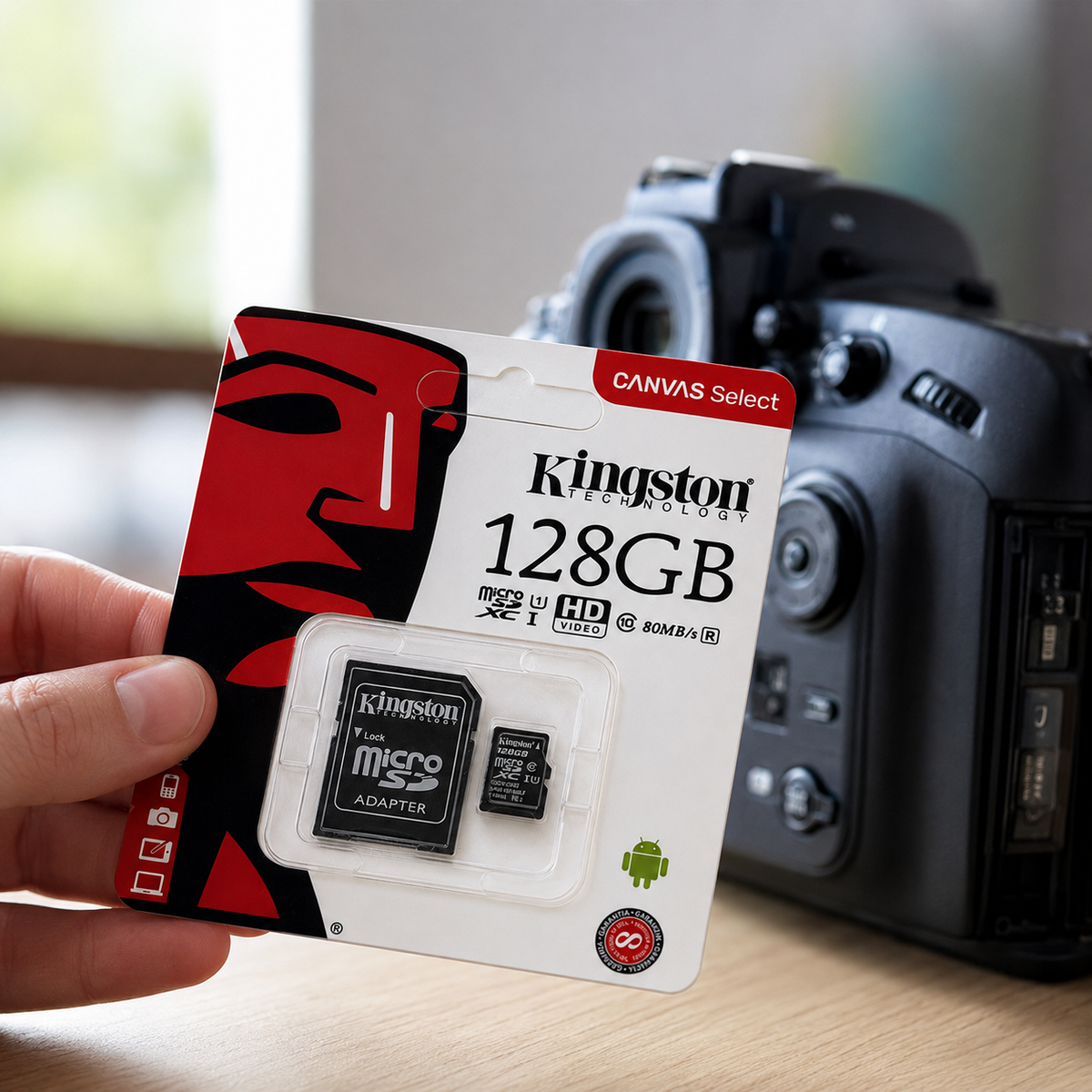 Memoria microSD 128GB Kingston Canvas Select – Clase 10, 80MB/s, con Adaptador SD