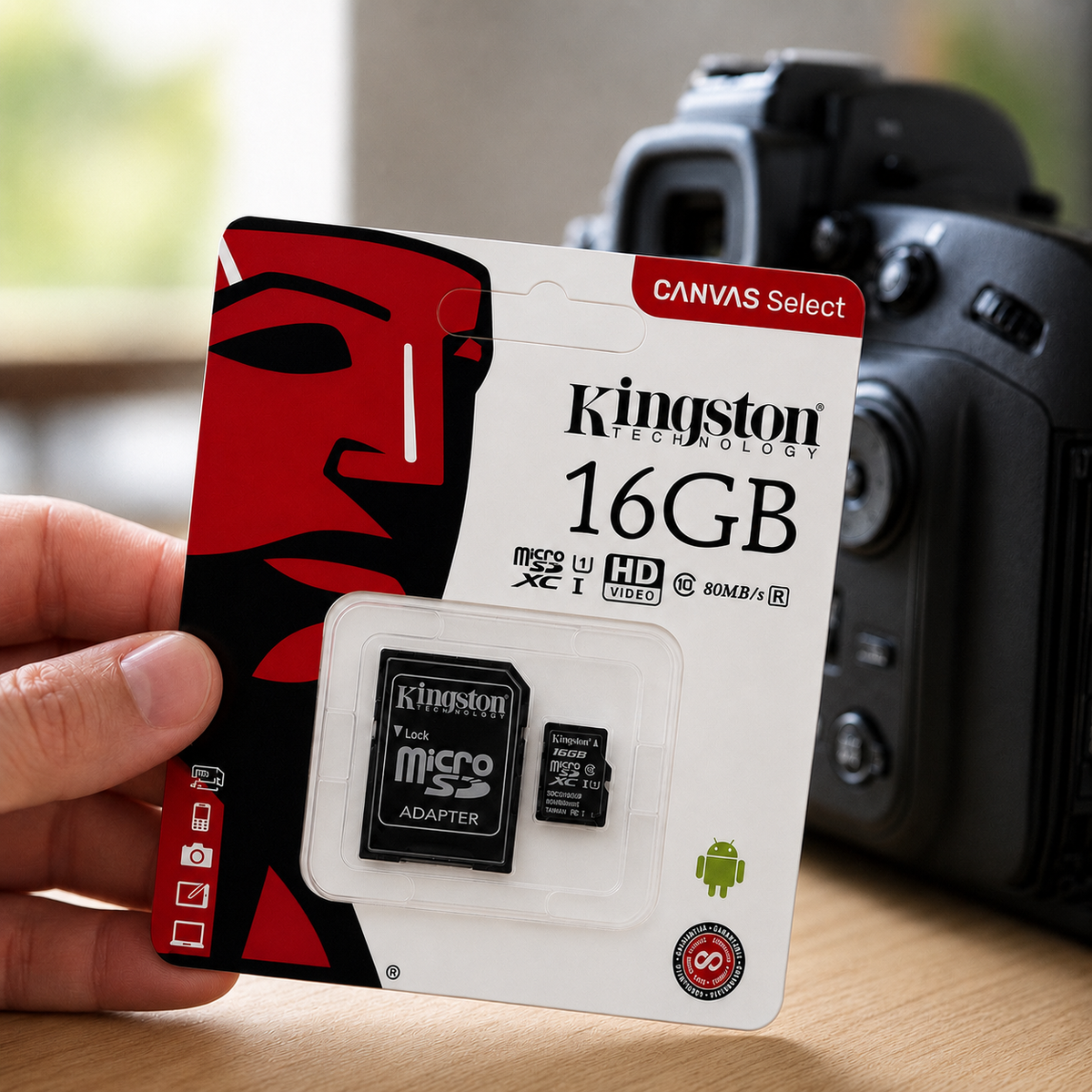 Tarjeta de Memoria microSD Kingston Canvas Select 16GB Clase 10 80MB/s para Android