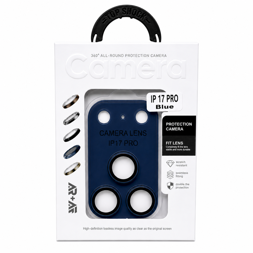 Protector de Lente de Cámara iPhone 17 Pro / Pro Max – Vidrio Templado 360° con Recubrimiento de Zafiro