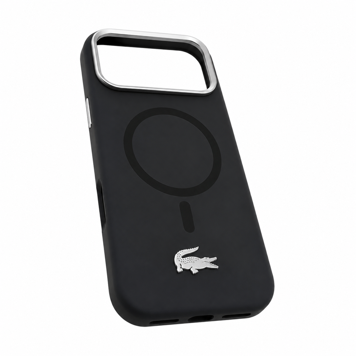 Protector Lacoste Negro MagSafe iPhone 17 Pro Max | Silver Croc