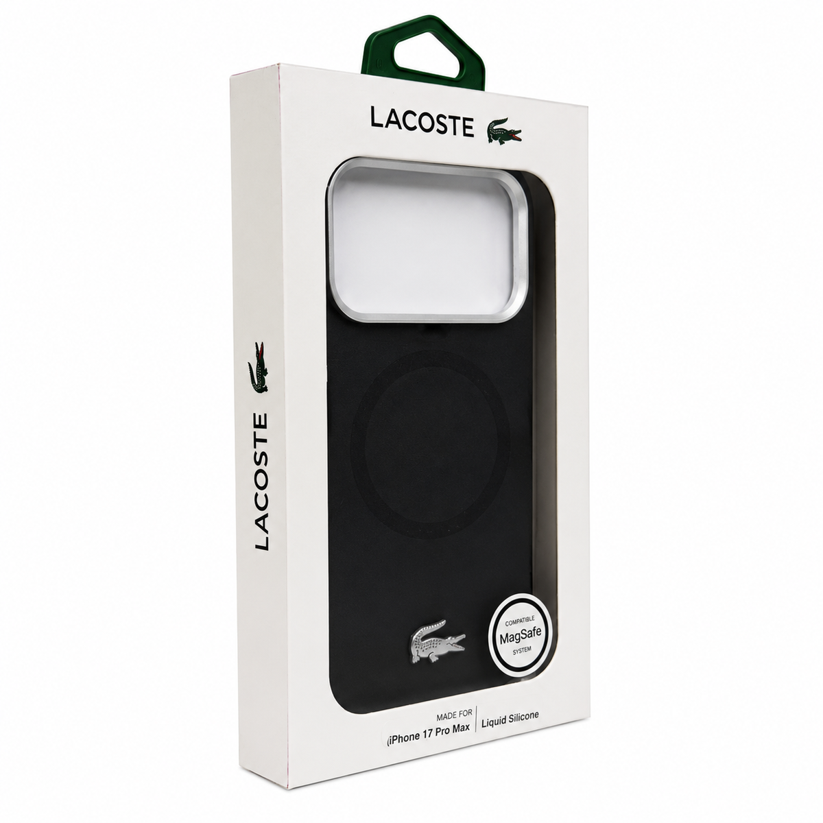 Protector Lacoste Negro MagSafe iPhone 17 Pro Max | Silver Croc