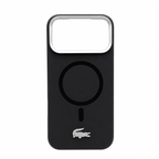 Protector Lacoste Negro MagSafe iPhone 17 Pro Max | Silver Croc