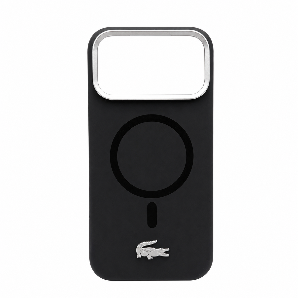Protector Lacoste Negro MagSafe iPhone 17 Pro Max | Silver Croc