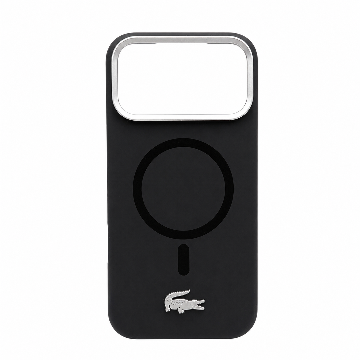 Protector Lacoste Negro MagSafe iPhone 17 Pro Max | Silver Croc
