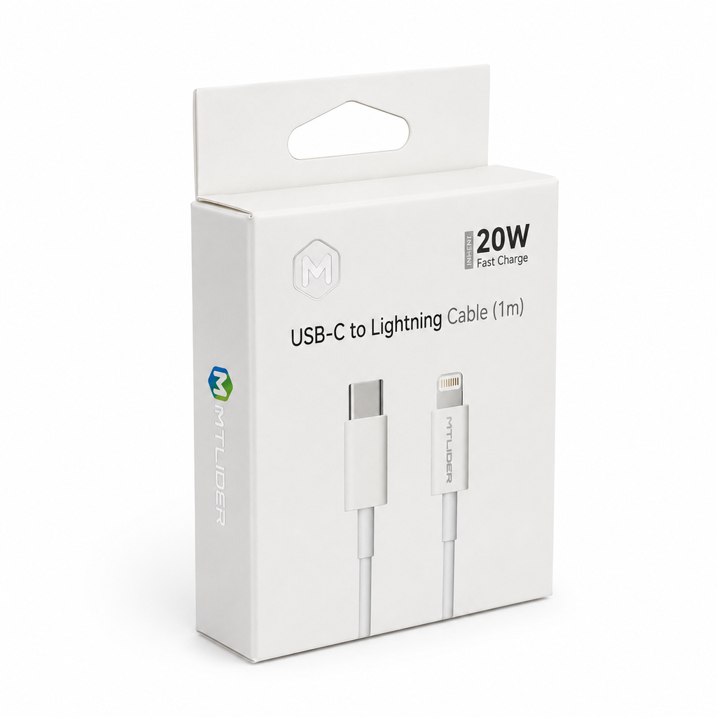 Cable USB-C a Lightning 20W 1m – Carga Rápida para iPhone