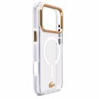 Protector Lacoste MagSafe iPhone 17 Pro Max – Transparente con Marco Dorado