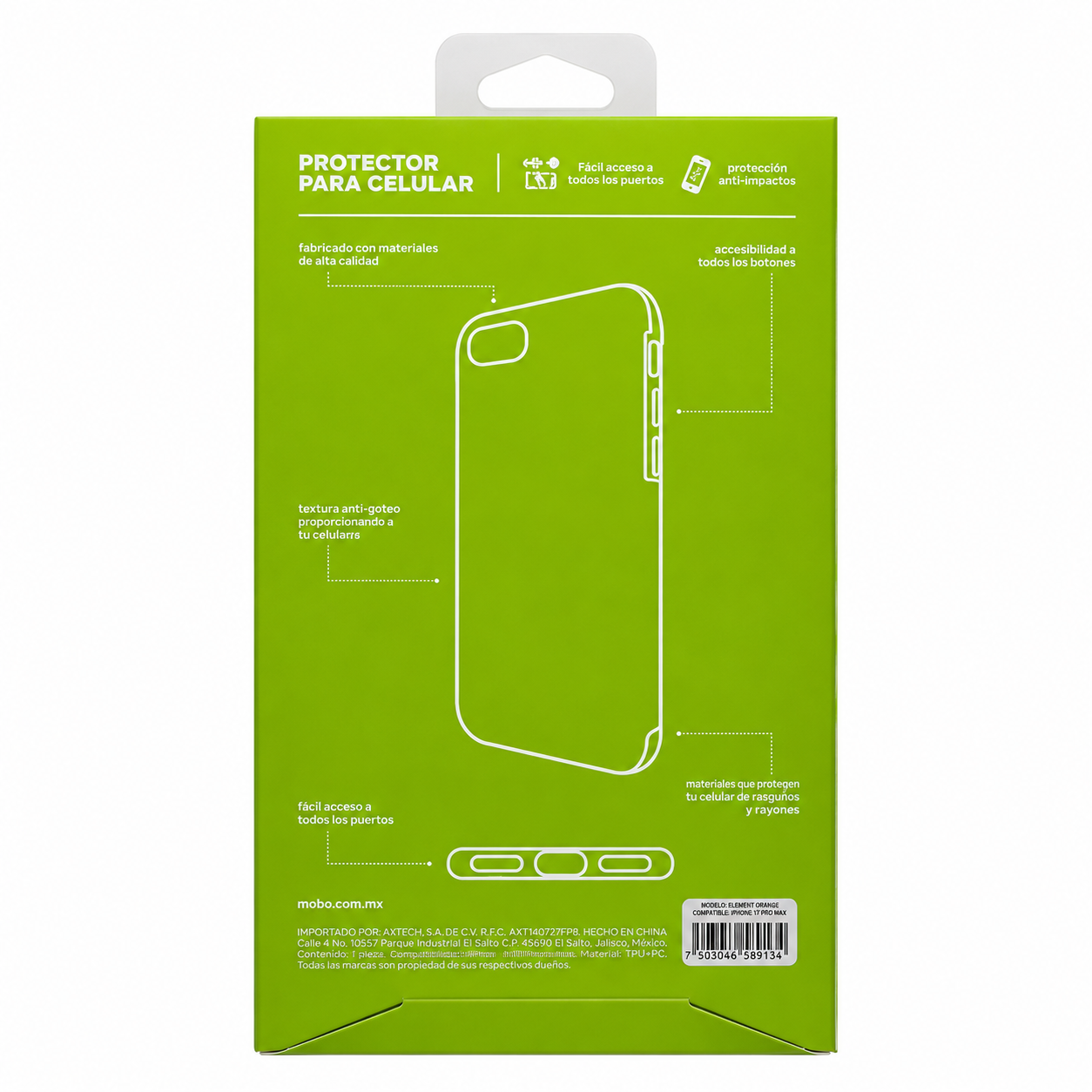 Protector Element Naranja Mobo iPhone 17 Pro Max | MagSafe | TPU + PC