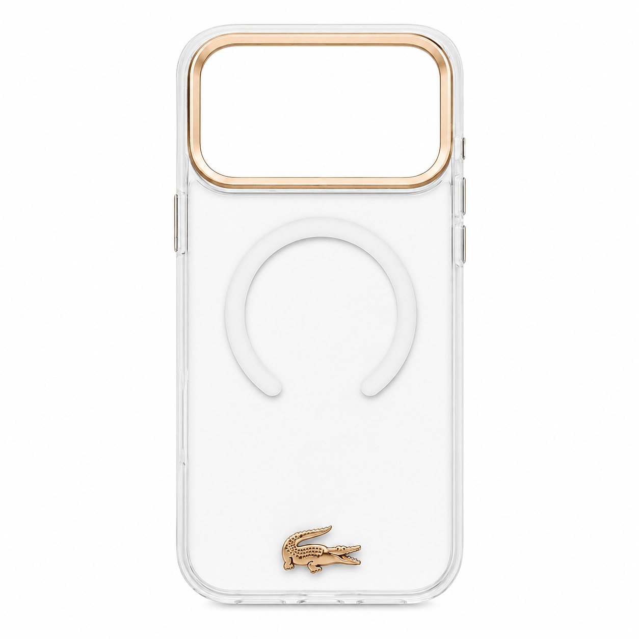 Protector Lacoste MagSafe iPhone 17 Pro Max – Transparente con Marco Dorado