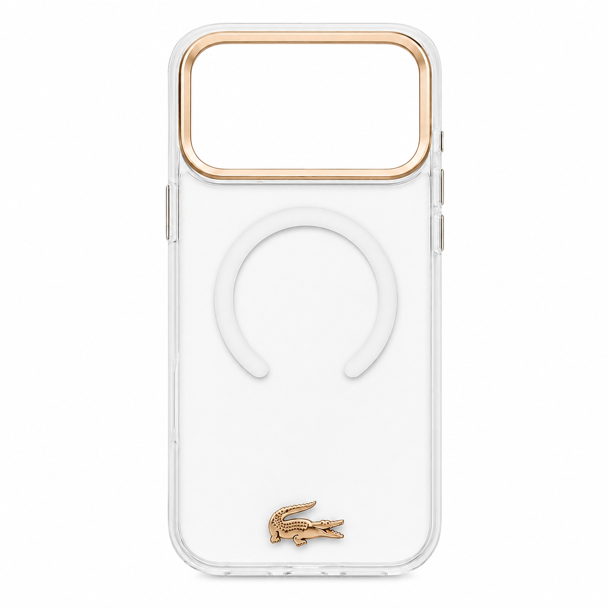 Protector Lacoste MagSafe iPhone 17 Pro Max – Transparente con Marco Dorado