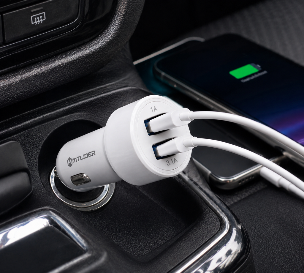 Cargador de Auto Doble USB 3.1A MTLider – Carga Rápida con Chip Inteligente