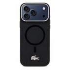 Protector Lacoste Negro MagSafe iPhone 17 Pro Max | Silver Croc
