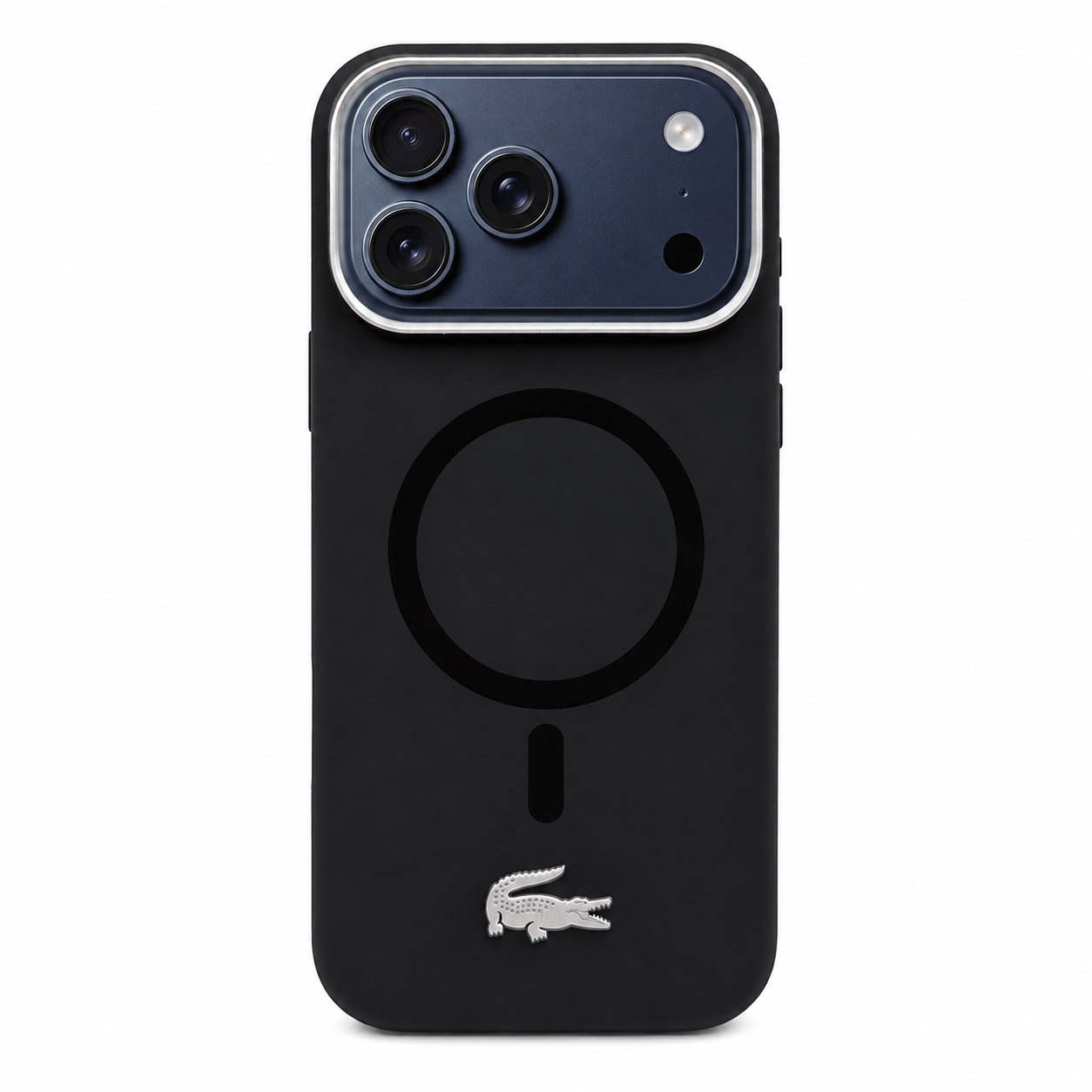Protector Lacoste Negro MagSafe iPhone 17 Pro Max | Silver Croc