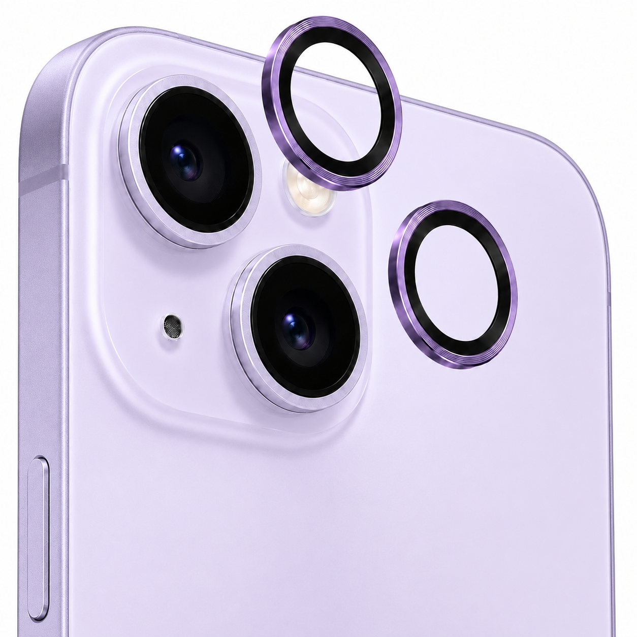 Mica para Lente de Cámara iPhone 14 / 14 Plus - Anillos Metálicos Colores