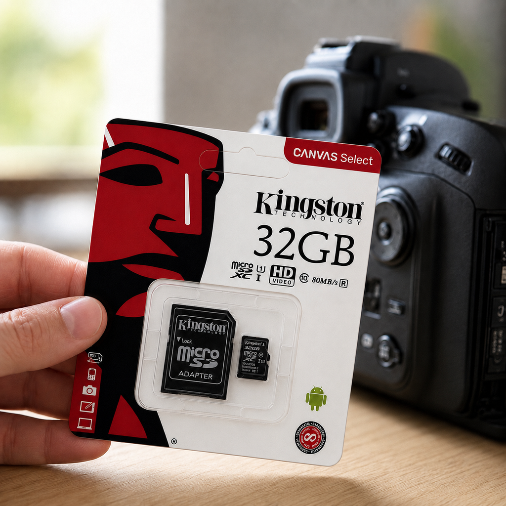 Memoria microSDHC Kingston Canvas Select 32GB Clase 10, 80MB/s, con Adaptador SD