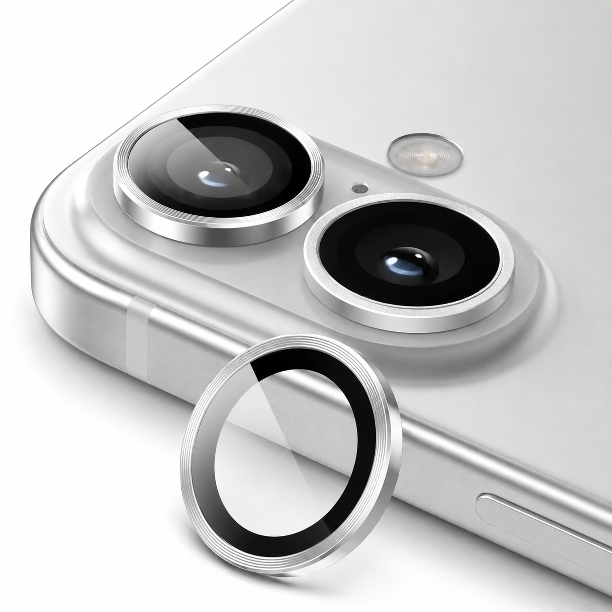 Protector de Lente de Cámara con Aro Metálico para iPhone 16/16 Plus