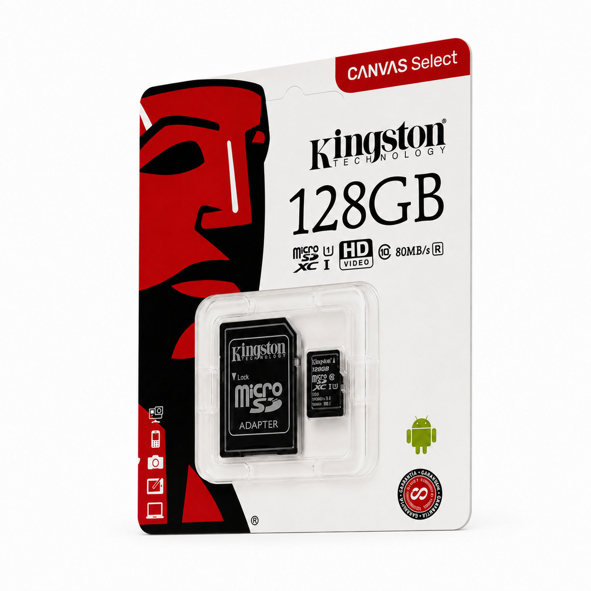 Memoria microSD 128GB Kingston Canvas Select – Clase 10, 80MB/s, con Adaptador SD