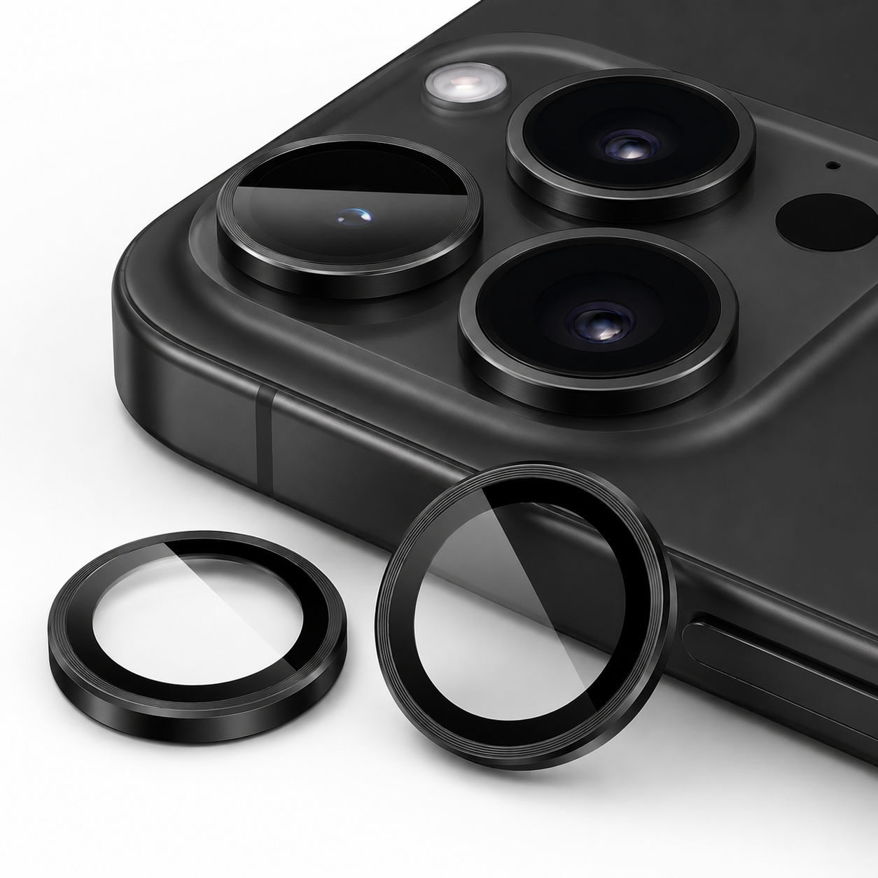 Protector de Lente de Cámara con Aro Metálico para iPhone 16 Pro/16 Pro Max