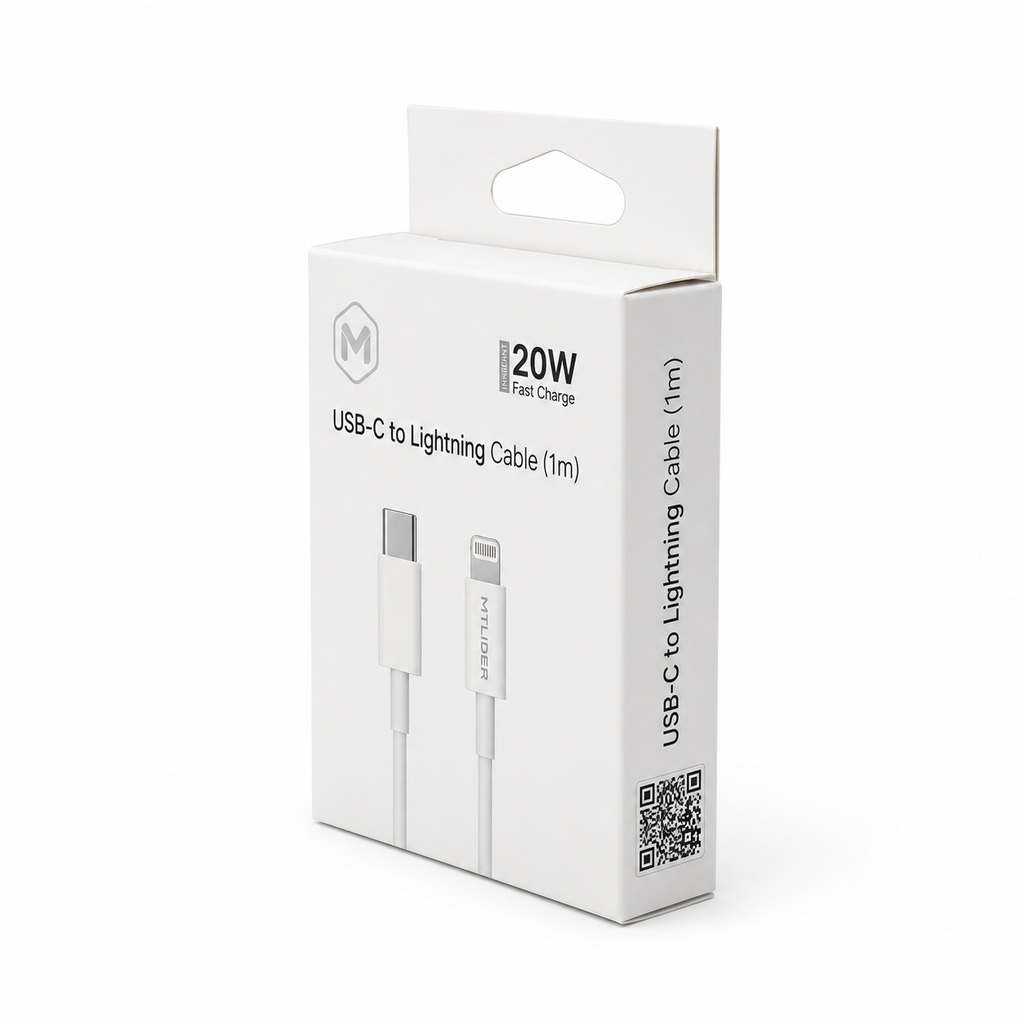 Cable USB-C a Lightning 20W 1m – Carga Rápida para iPhone
