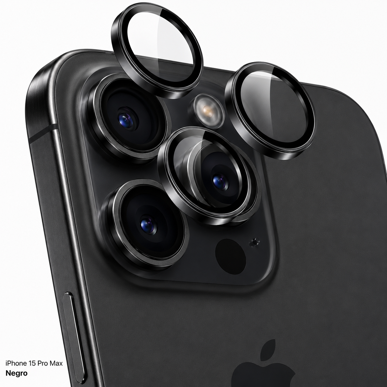 Protector de Lente de Cámara con Aro Metálico para iPhone 15 Pro/15 Pro Max