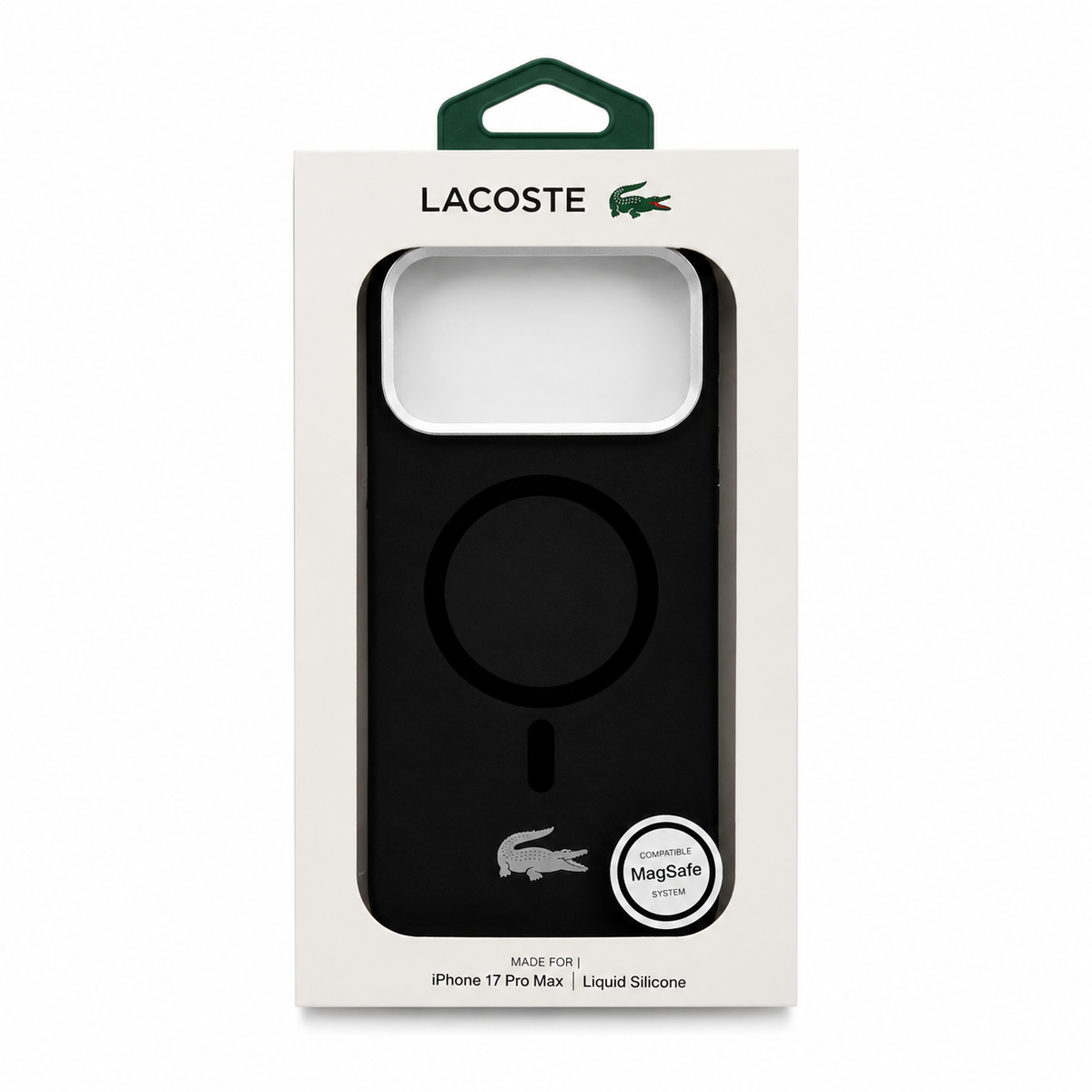 Protector Lacoste Negro MagSafe iPhone 17 Pro Max | Silver Croc