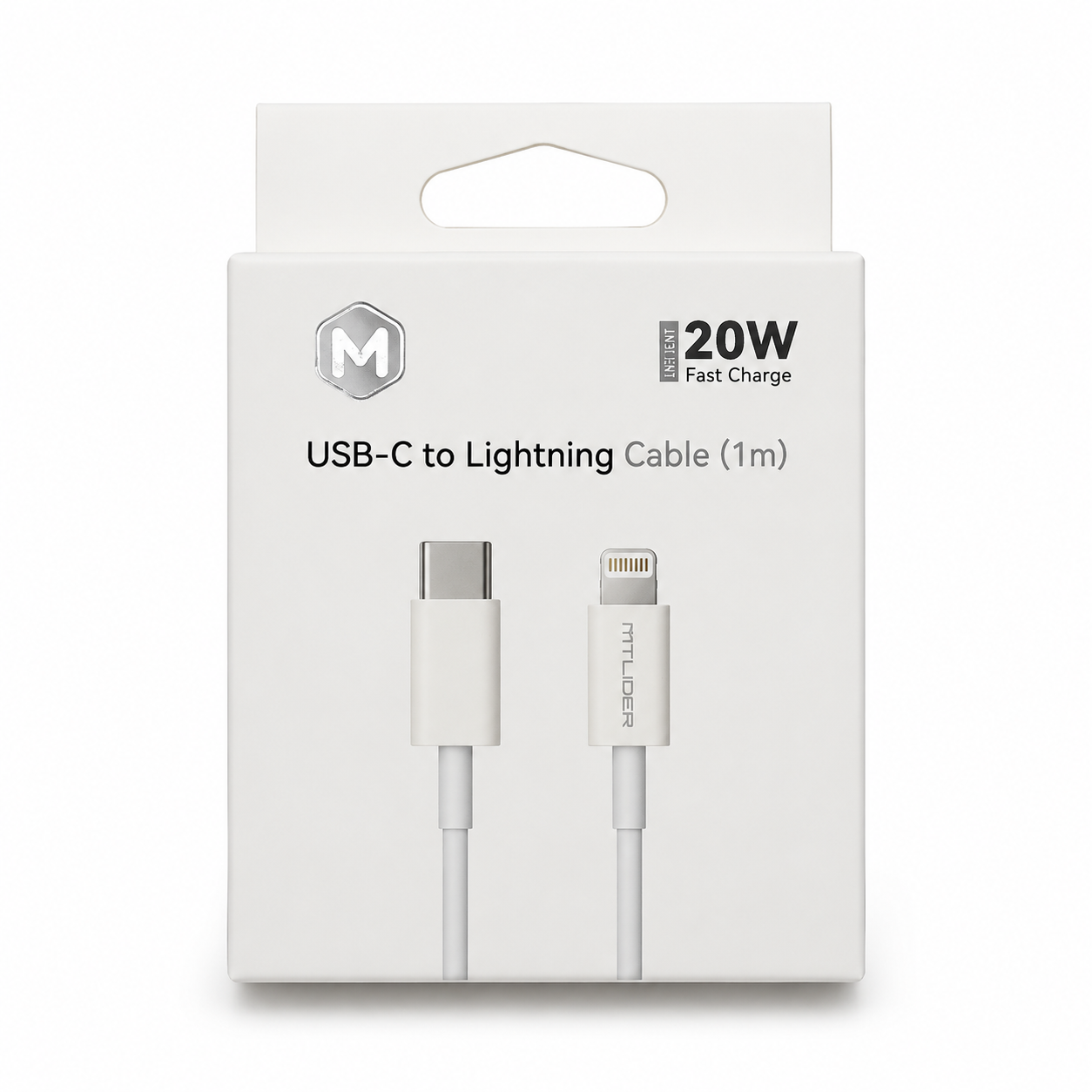 Cable USB-C a Lightning 20W 1m – Carga Rápida para iPhone