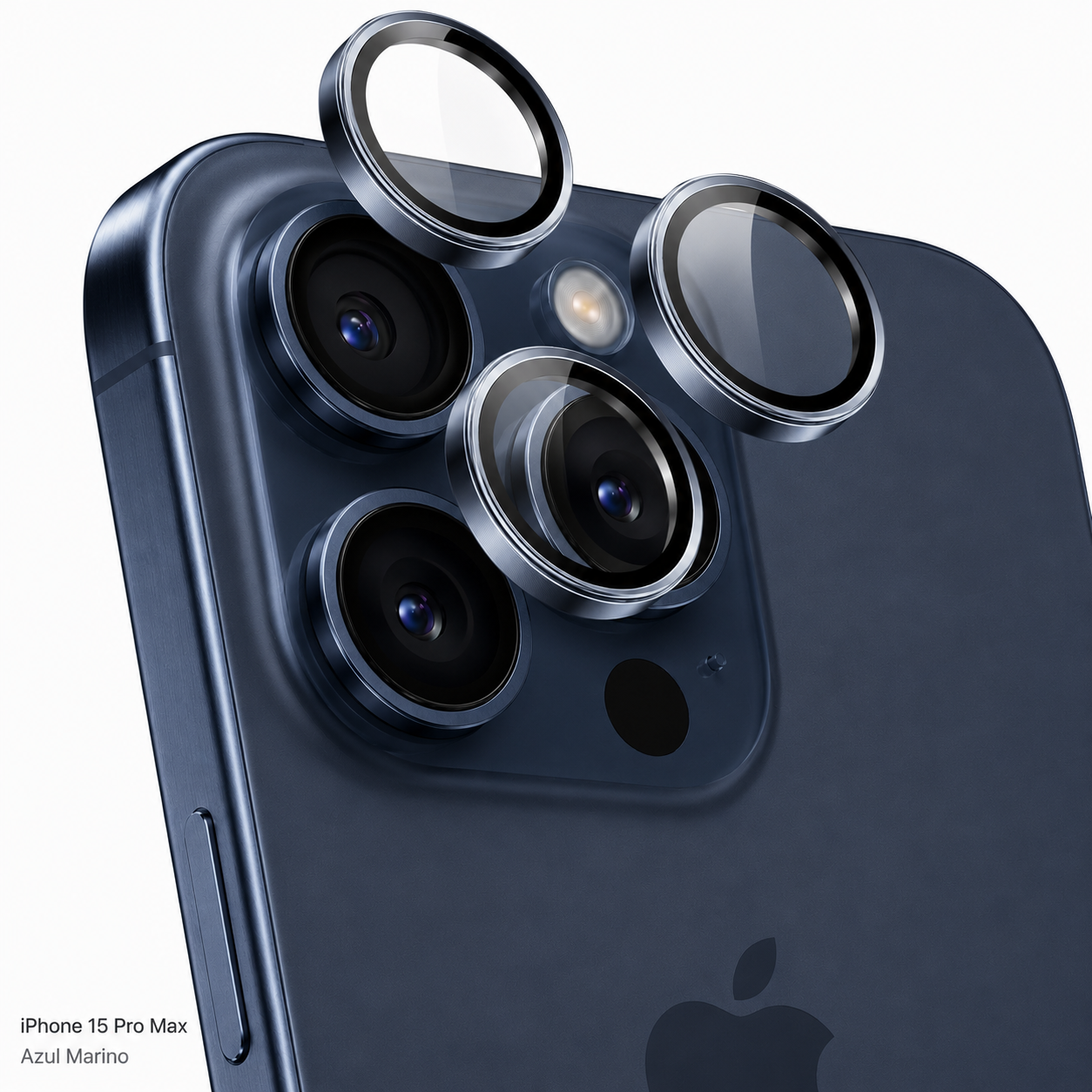 Protector de Lente de Cámara con Aro Metálico para iPhone 15 Pro/15 Pro Max