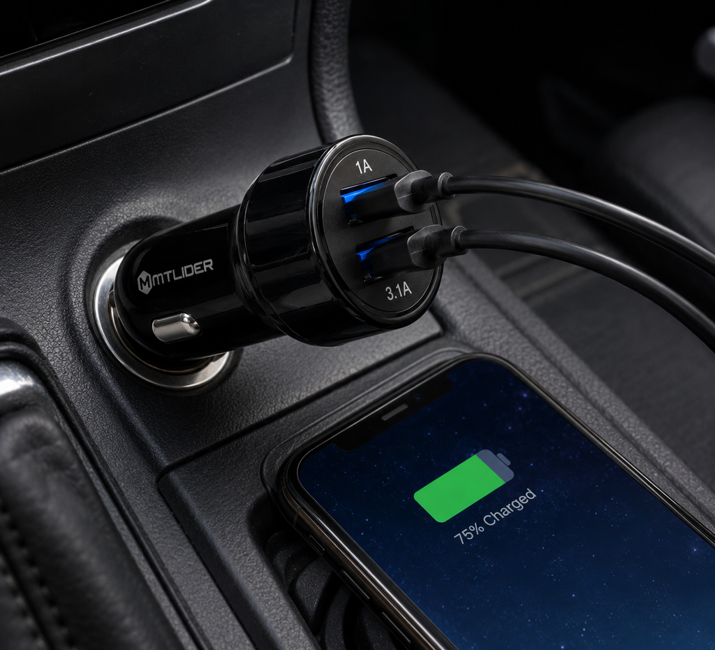 Cargador de Auto Doble USB 3.1A MTLider – Carga Rápida con Chip Inteligente