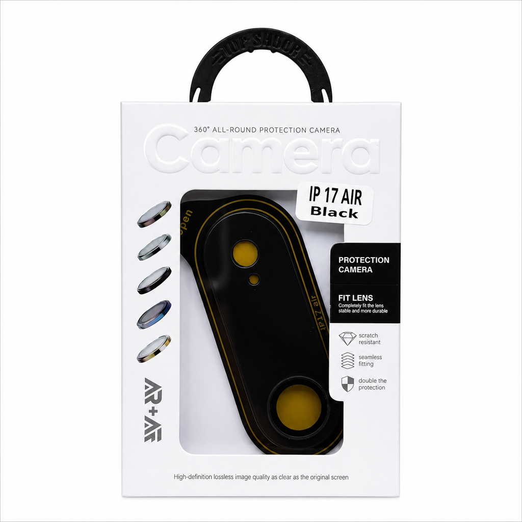 Mica de Cámara iPhone 17 Air 360° – AR+AF |  Negro · Plata · Azul · Dorado
