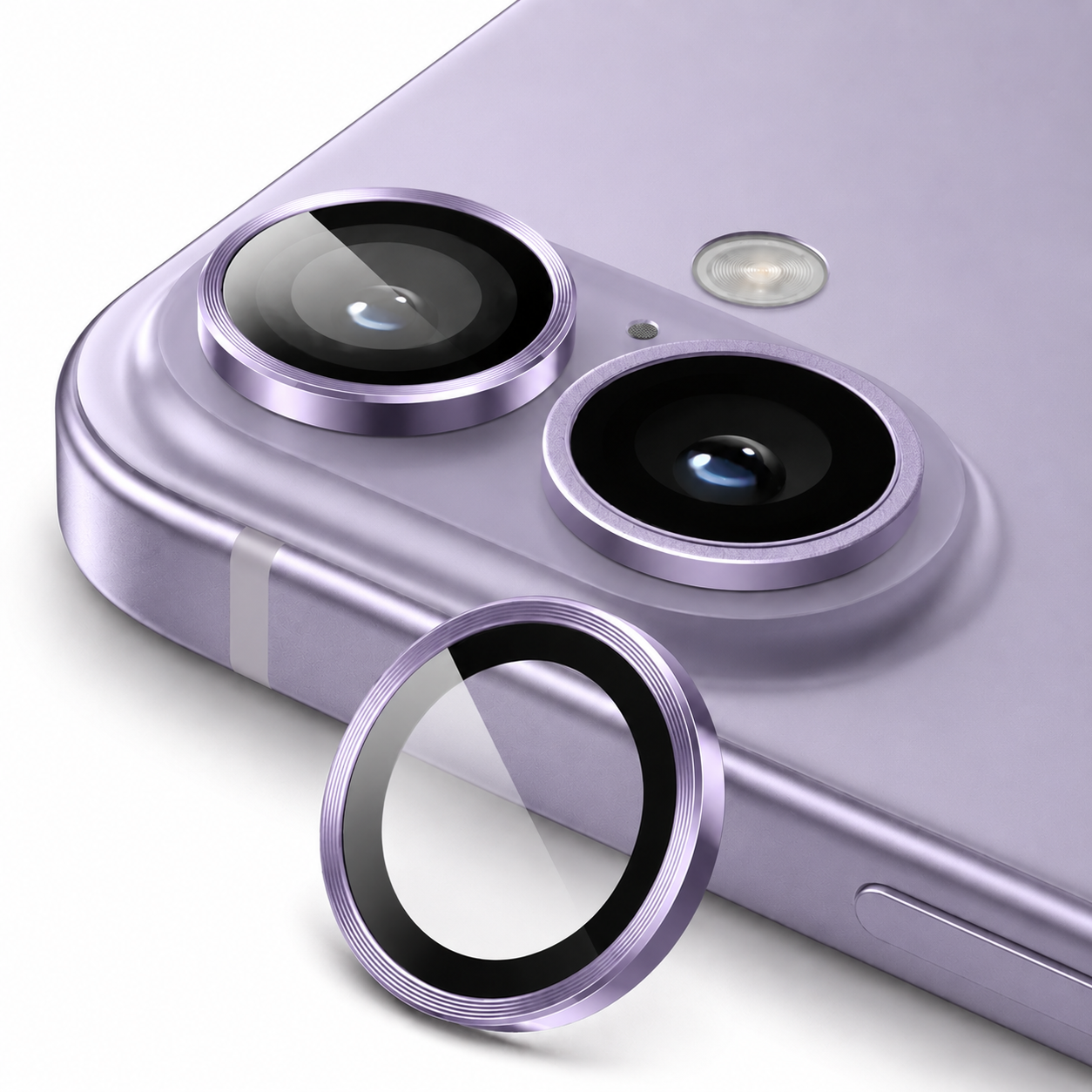 Protector de Lente de Cámara con Aro Metálico para iPhone 16/16 Plus