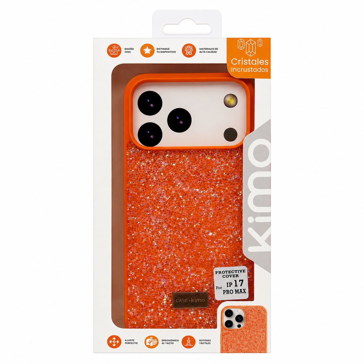 Protector Diamante Crystalline Kimo iPhone 17 Pro Max – Cristales Incrustados con Brillo