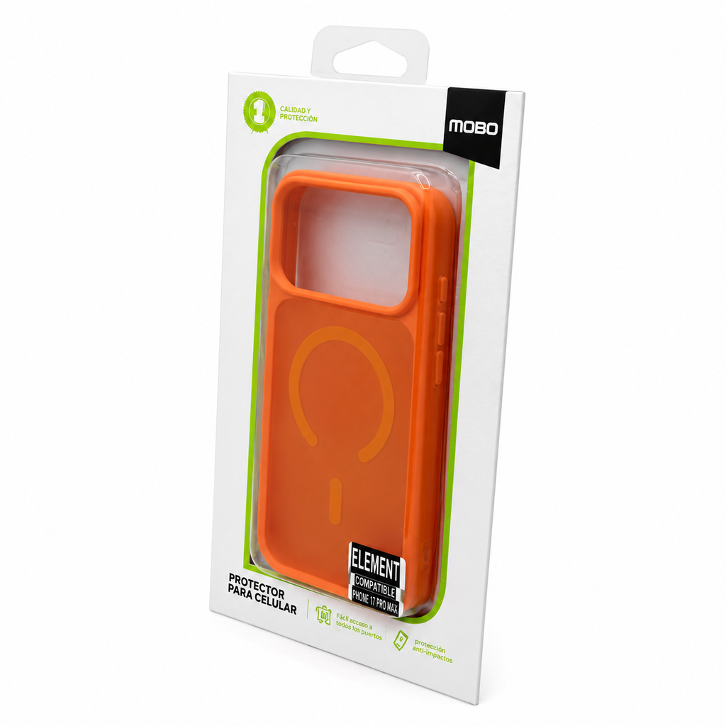 Protector Element Naranja Mobo iPhone 17 Pro Max | MagSafe | TPU + PC