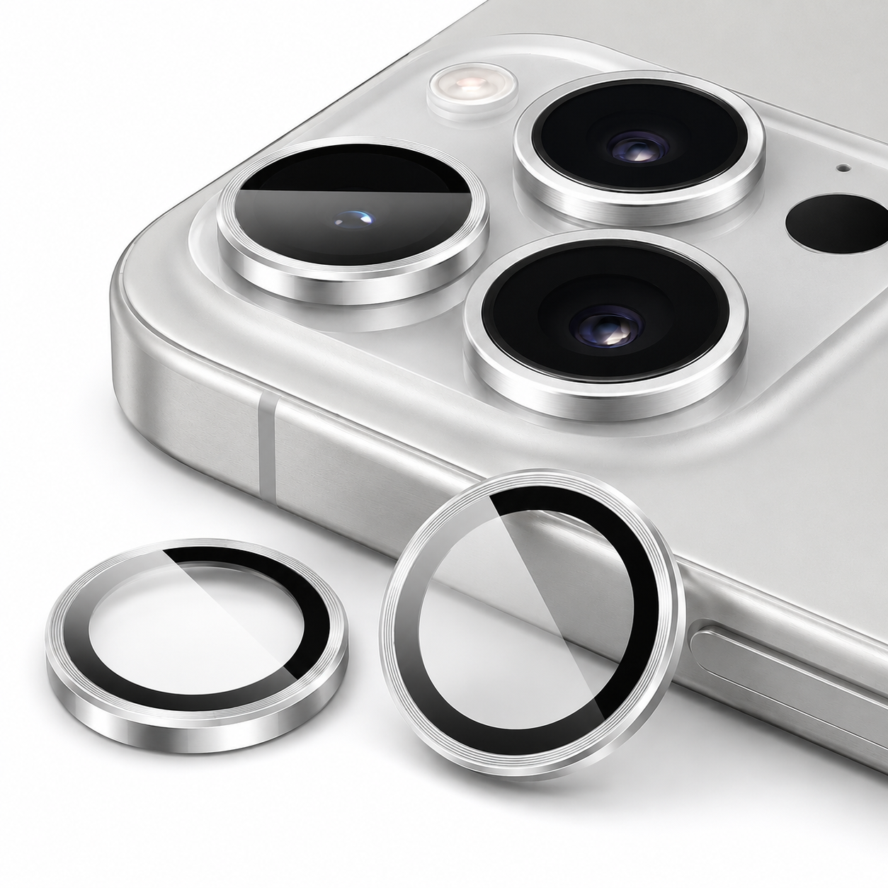 Protector de Lente de Cámara con Aro Metálico para iPhone 16 Pro/16 Pro Max