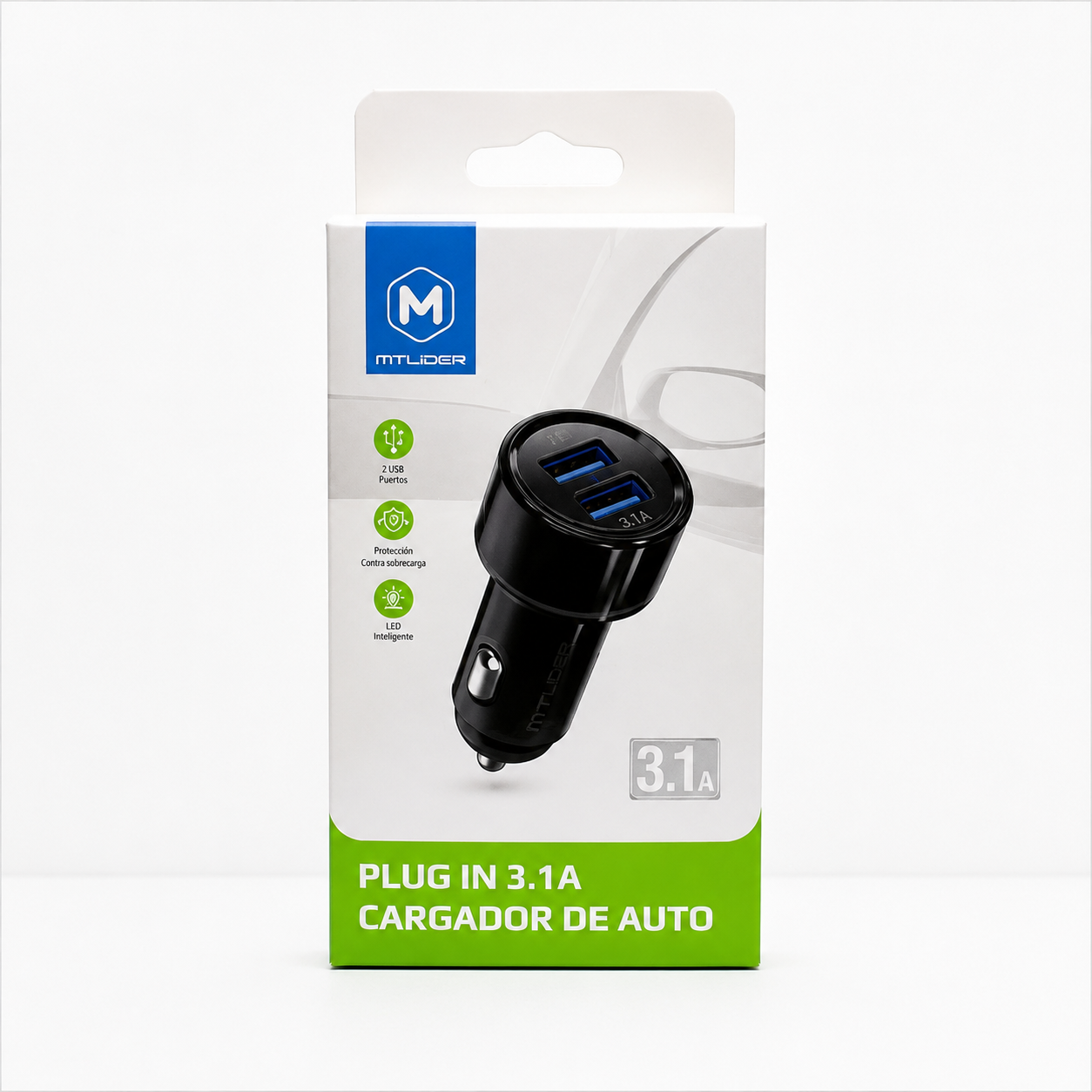 Cargador de Auto Doble USB 3.1A MTLider – Carga Rápida con Chip Inteligente