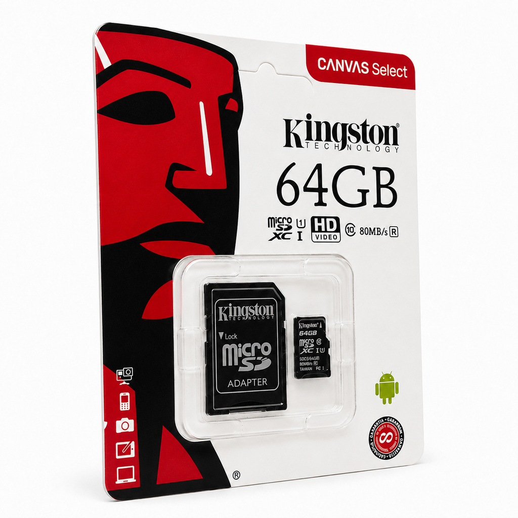 Memoria MicroSD Kingston Canvas Select 64GB – Clase 10, 80MB/s para Android
