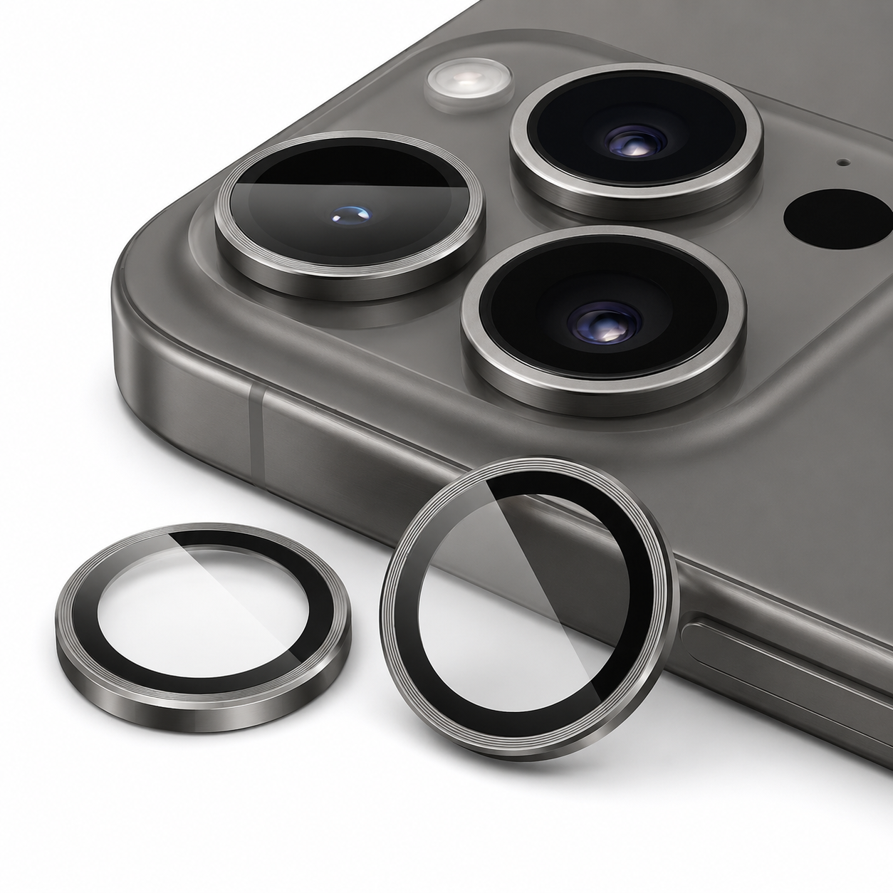 Protector de Lente de Cámara con Aro Metálico para iPhone 16 Pro/16 Pro Max