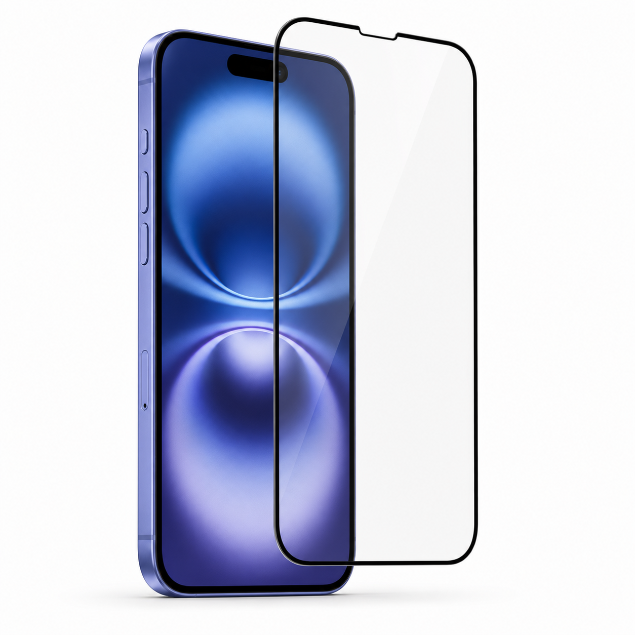 Mica de Cristal Templado 9D Bordes Negros para iPhone 16 Plus